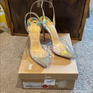 Christian Louboutin Silver Crystal Embellished Heels
